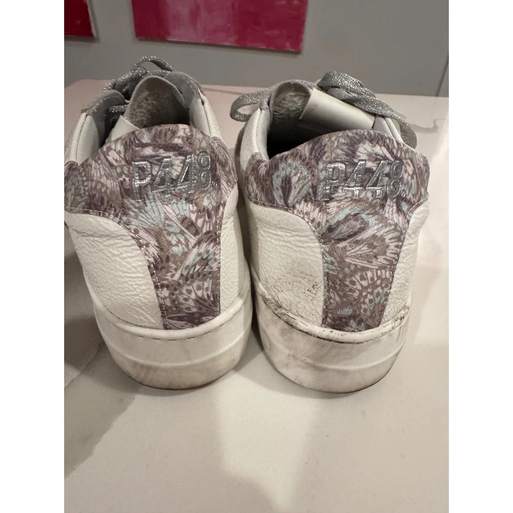P448 John White Silver Glitter Paisley Low Top Sneakers‎ Made in Italy l 9/40